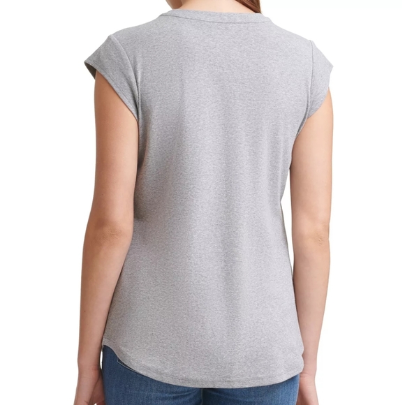 NWT Calvin Klein Women's Cap Sleeve Henley Top - Picture 2 of 8